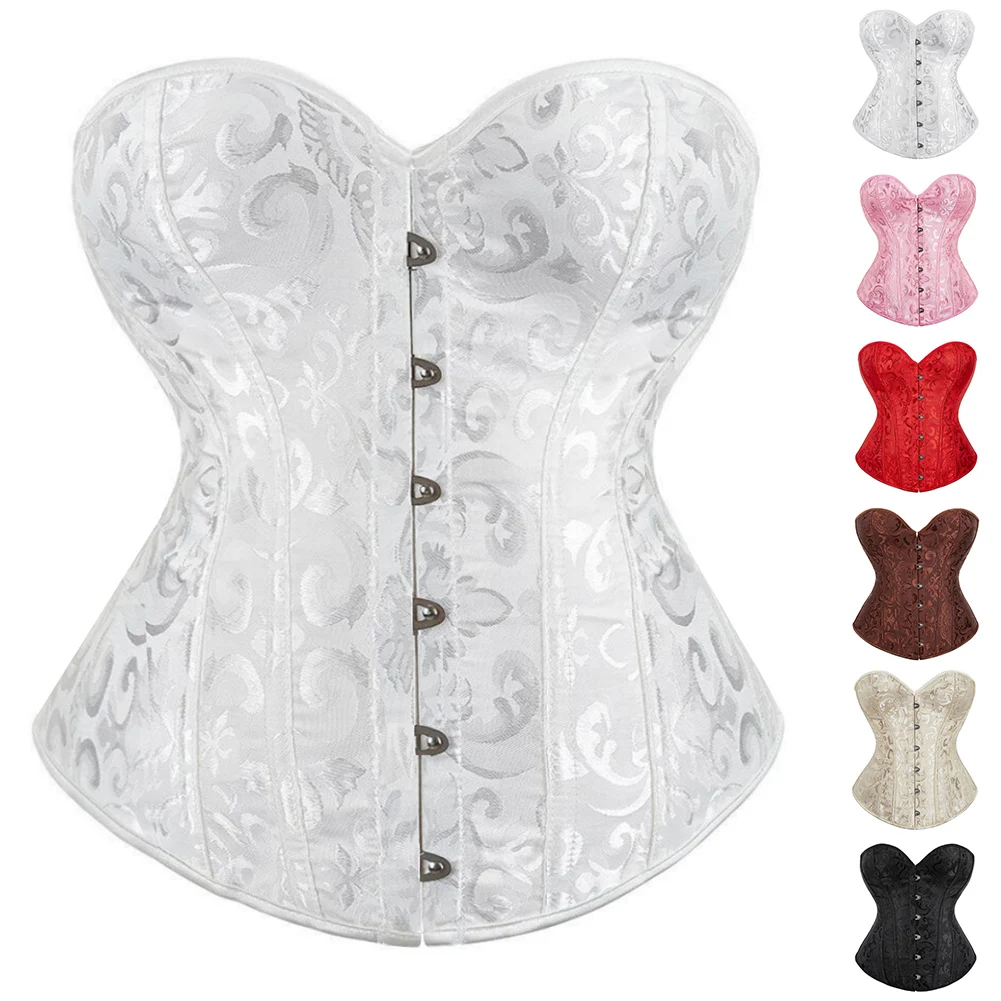 Womens Corset Underwear Lace Hidden Pattern Buttons Tight Outerwear Multicolor Women's Body Shaper Corset Overbust Shapewear