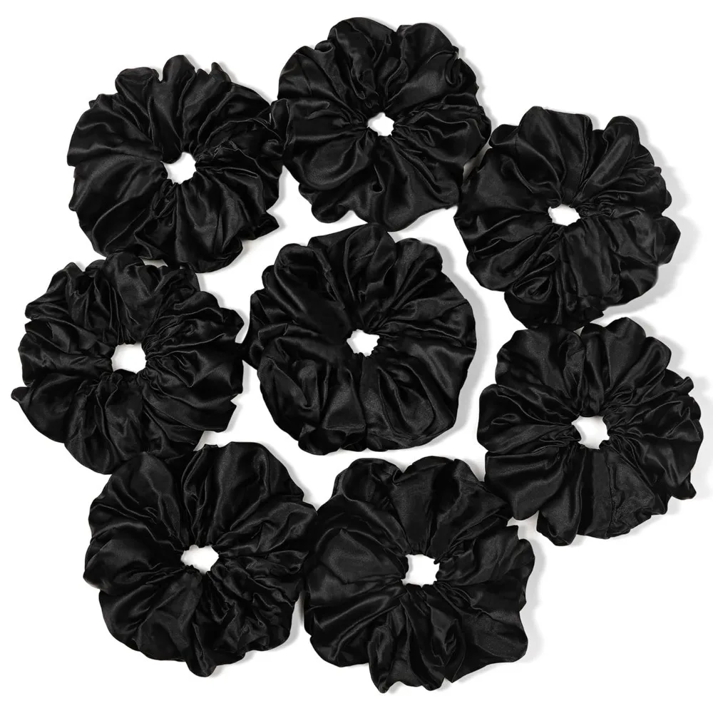 

Black Scrunchies Hair Ties for Women - Big Satin Scrunchie Exra Large Jumbo Gaint Oversized Cute Scrunchy for Curl Thick Hair Li