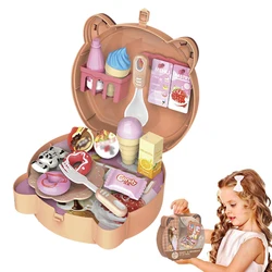 Children Tea Meking Set Portable Suitcase Pretend Play for Girls Boys Gifts Learning Toys