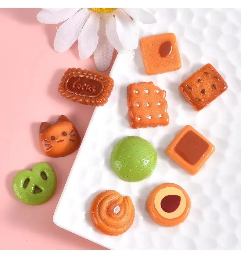

10pcs Resin Fake Chocolate Biscuit Series Miniatures Flatback Cabochon Scrapbook Embellishments DIY Charms Accessories