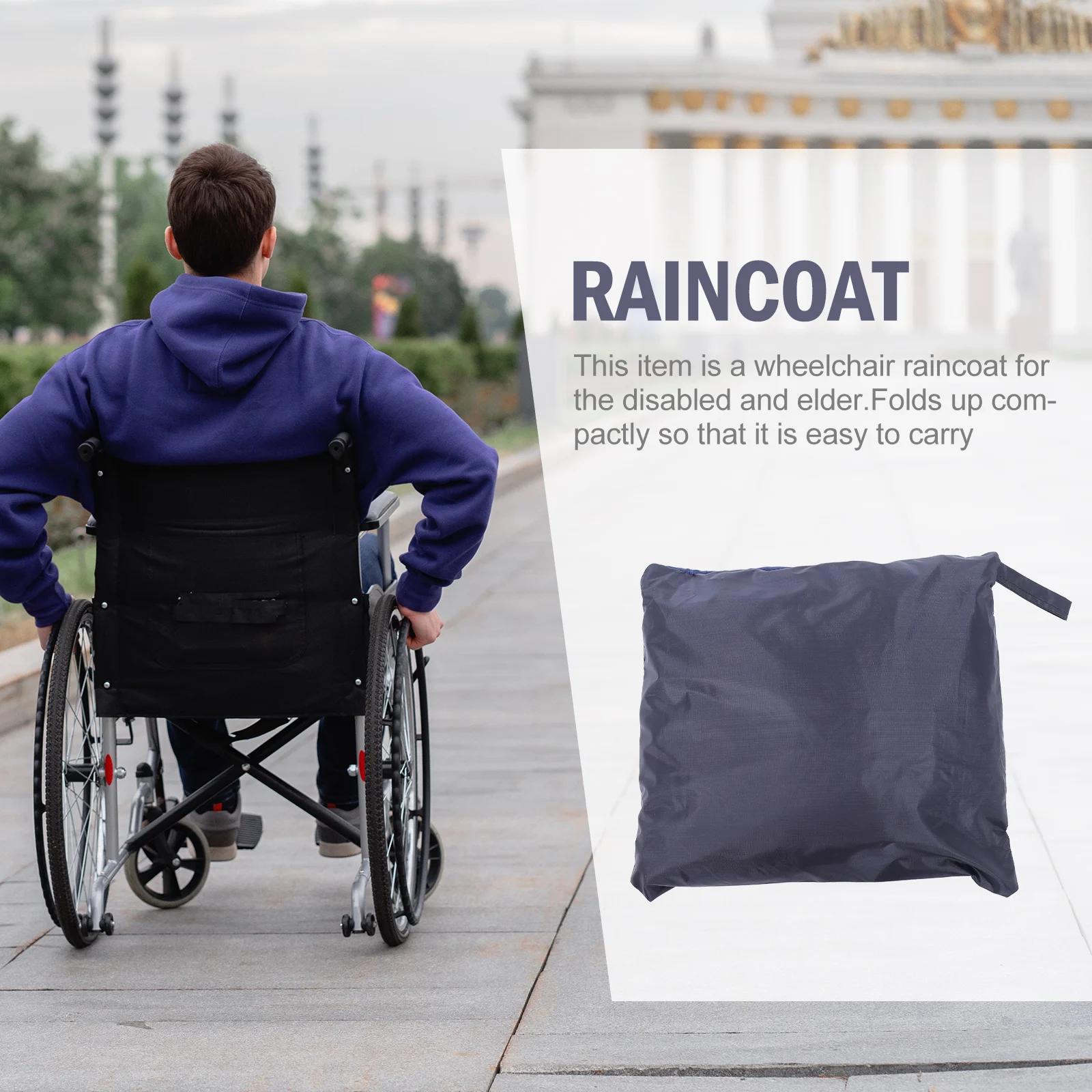 

Disabled Wheelchair Raincoat Adult with Hood Aldult Reflect Light Poncho Weight