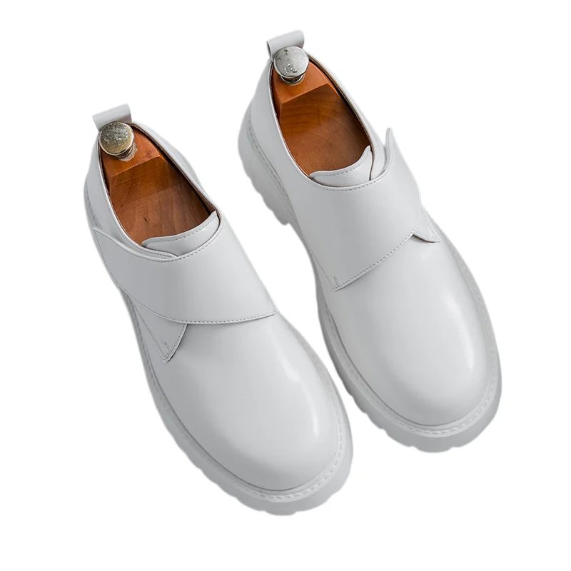 Men's Big Size Platform Casual Leather Shoes Slip Resistant Thick Sole Height Increasing Sneakers for Men Comfortable Oxfords