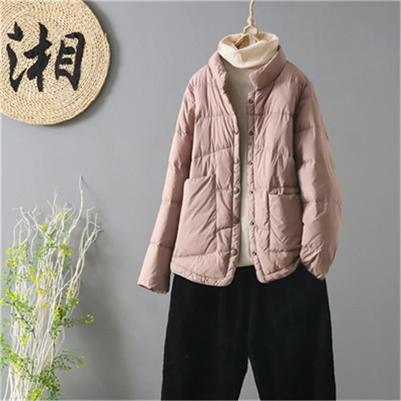 Imagem -02 - Outono Inverno para Mulheres Jaqueta para Baixo Luz Quente Fina Pato Branco para Baixo Cabolsa Parkas Senhoras Curto Solto Bigsize Puffer Outwears 2023