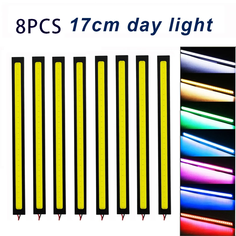 

8 шт. 17 см COB DRL LED 12 В 6000 К водонепроницаемые дневные ходовые огни авто полосы противотуманные фары автомобиля мотоцикл Стайлинг светодиодные лампы DRL