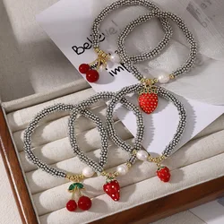 1pc Stylish And Simple Copper Inlaid Synthetic Zircon Pendant Beaded Pearl Bracelet, Suitable For Women's Daily Wear