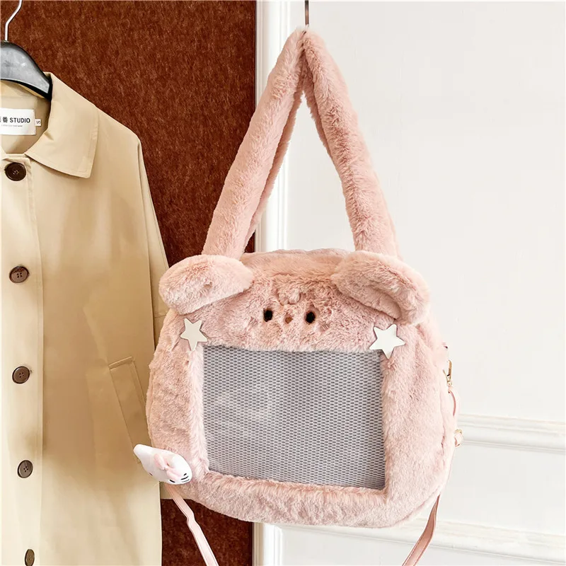 macio-de-pelucia-pino-exibicao-ita-sacos-y2k-kawaii-bonito-urso-design-peludo-sacos-ombro-casual-anime-itabag-tote-sacos-mao-para-meninas