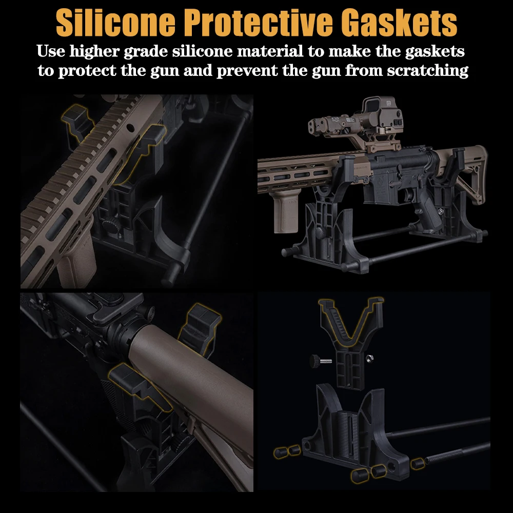 Tactical Airsoft Display Stand Rifles Bracket On Wall & Floor Dual-Purpose Display Adjustable Height Silicone Protective Gaskets