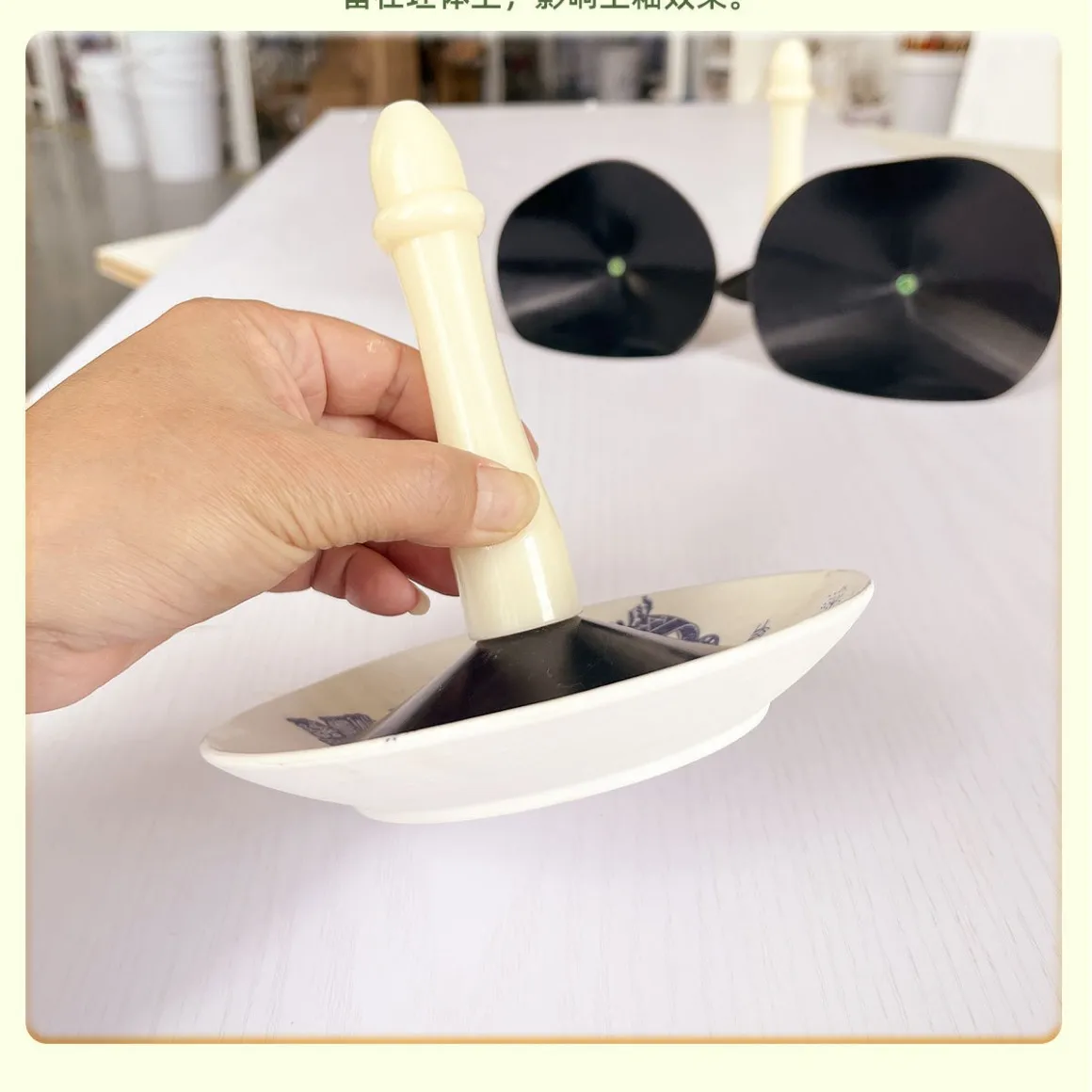 Pottery Suction Chuck Rubber Suction Plate Dipping Glaze Tool For Holding Bisque Ware Ceramic Glazing Clay Craft Tool