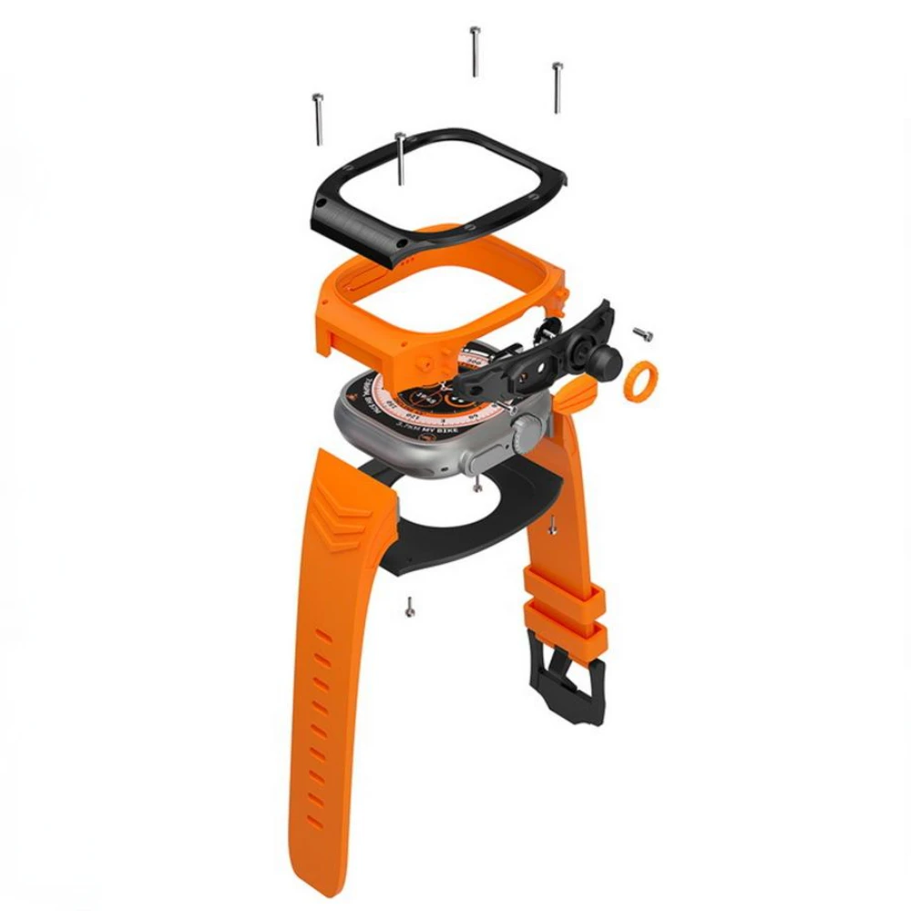 Luxury Stainless Steel Case Modification Kit For Apple Watch Ultra 49mm Transparent Mod Kit Sport Bracelet Strap For iWatch 49mm