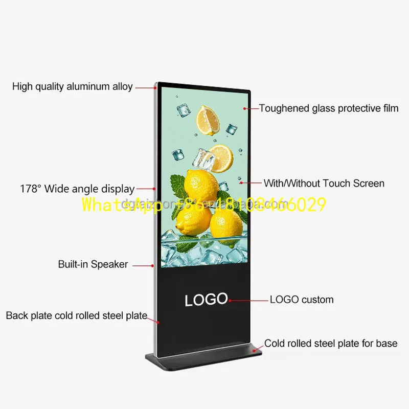 

Full Digital Signage Advertising Machine Smart Information display Kiosk 50/55inch Vertical Floor Standing Menu Screen Totems