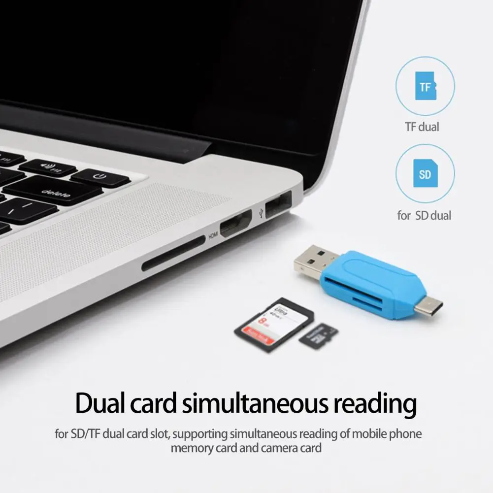 Compact  Lightweight Phone USB TF Flash  Storage Card Reader Plug Play Memory Card Reader Multi-systems   for Laptop