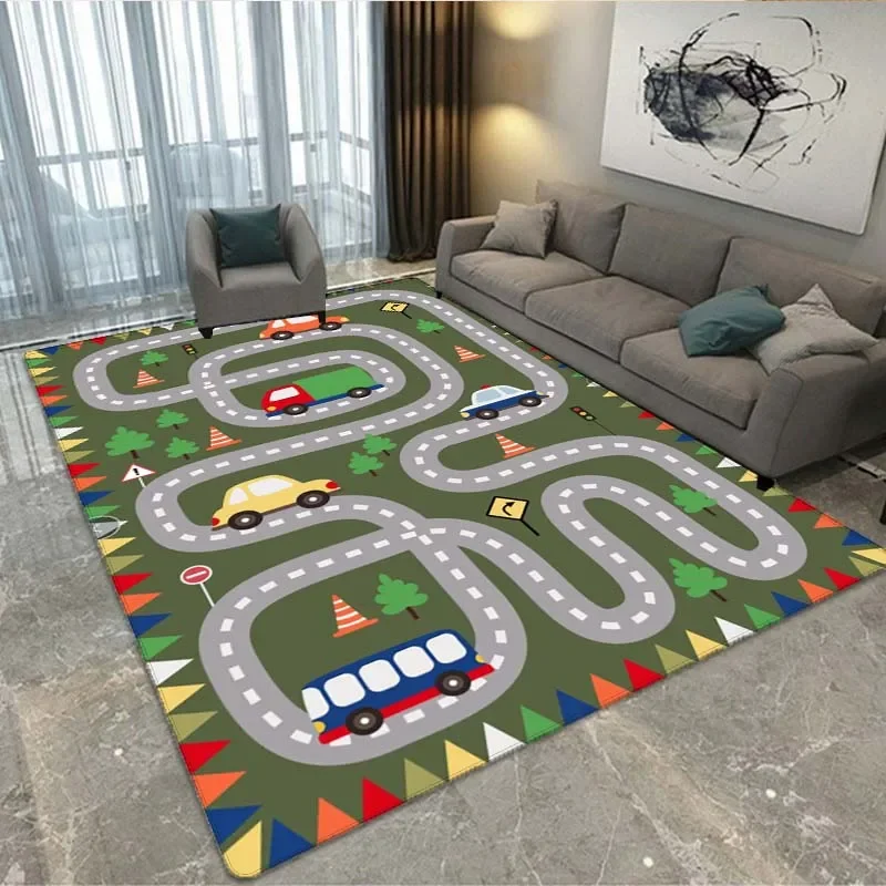 

Child Playmat Highway Simulated City Traffic Playroom Area Rug,Carpet for Home Living Room Bedroom Sofa ,kids Non-slip Floor Mat