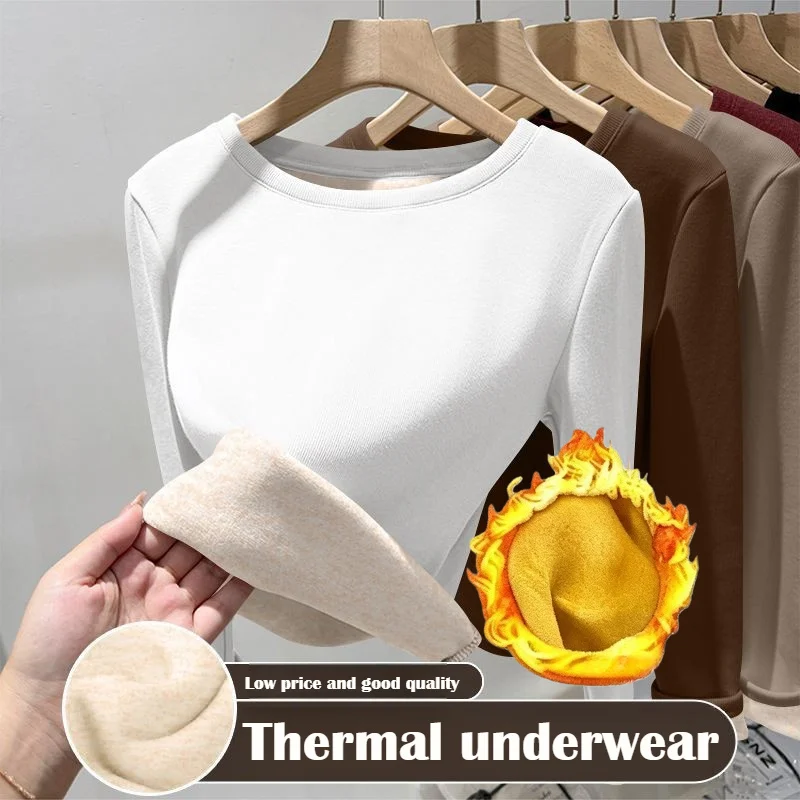 Women's O-neck Velvet Thicken Sweaters Winter Slim Warm Long Sleeve Knitted Tops Casual Plush Fleece Lined Soft Pullovers Ladies