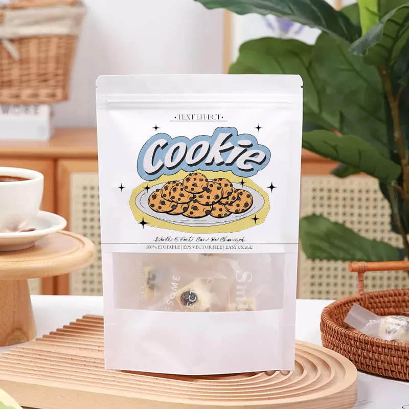 White Cookies Custom Best-Selling Kraft Paper Frosted Window Waterproof Bag Candy Nut Powder Bag