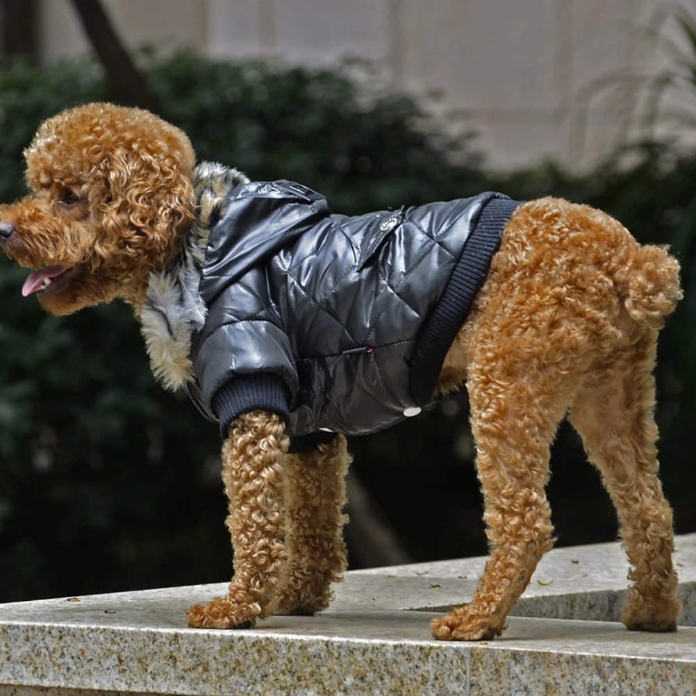 

Warm Pet Dog Coat Puppy Hoodie Fleece Winter Outdoor Indoor Wear Soft Comfortable Small Medium Dogs Gift Black Size S