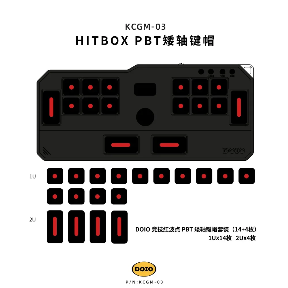 DOIO HITBOX KCGM-03 Keycaps Custom Color Multi Theme Gaming Accessories 18key Rhythm Game Square Keycaps PBT Heat Sublimation
