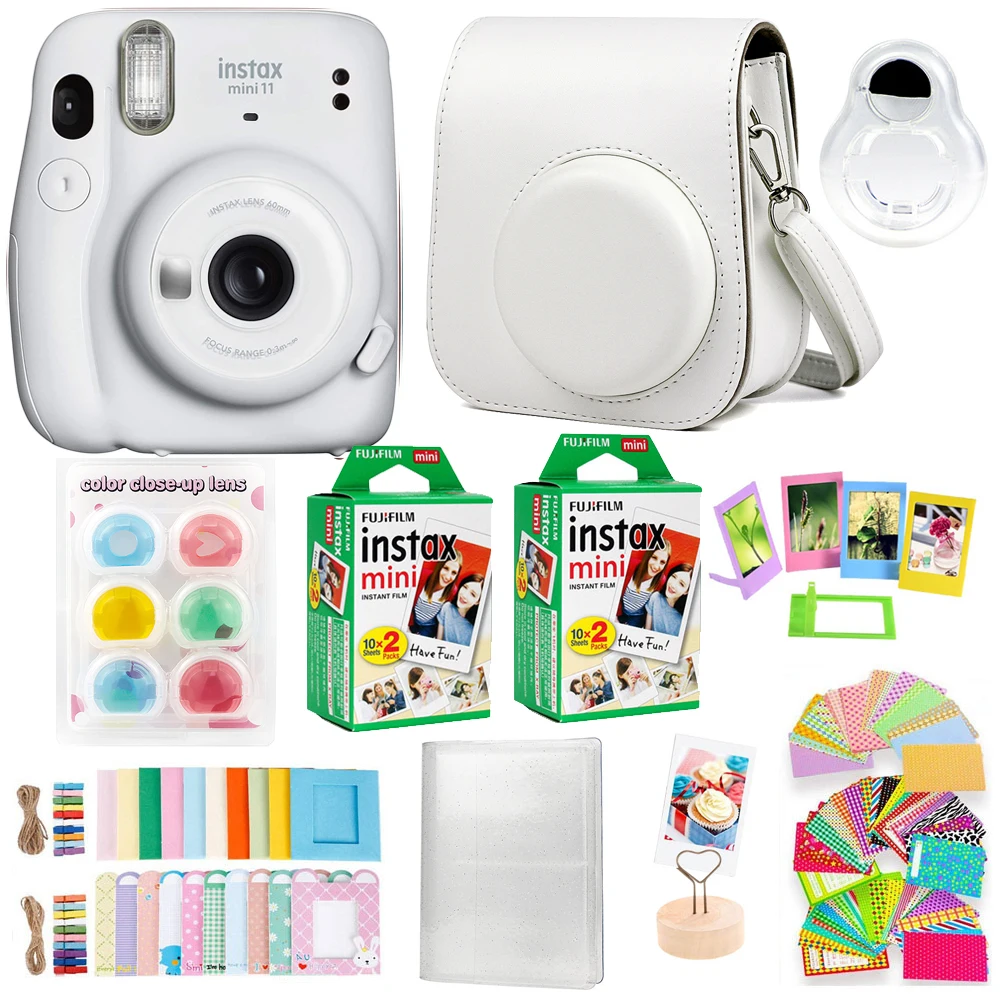 الأصلي فوجي فيلم Instax Mini 11 كاميرا فورية مع 40 ورقة فيلم صغير ورقة كاميرا الكتف حزام حقيبة الملحقات حزمة عدة