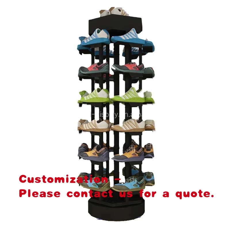 custom.Modern Fashion Design Style 360 Degree Rotated Shoe Rack Shelf Shoe Organizer Standing Flat Sneakers Display Racks