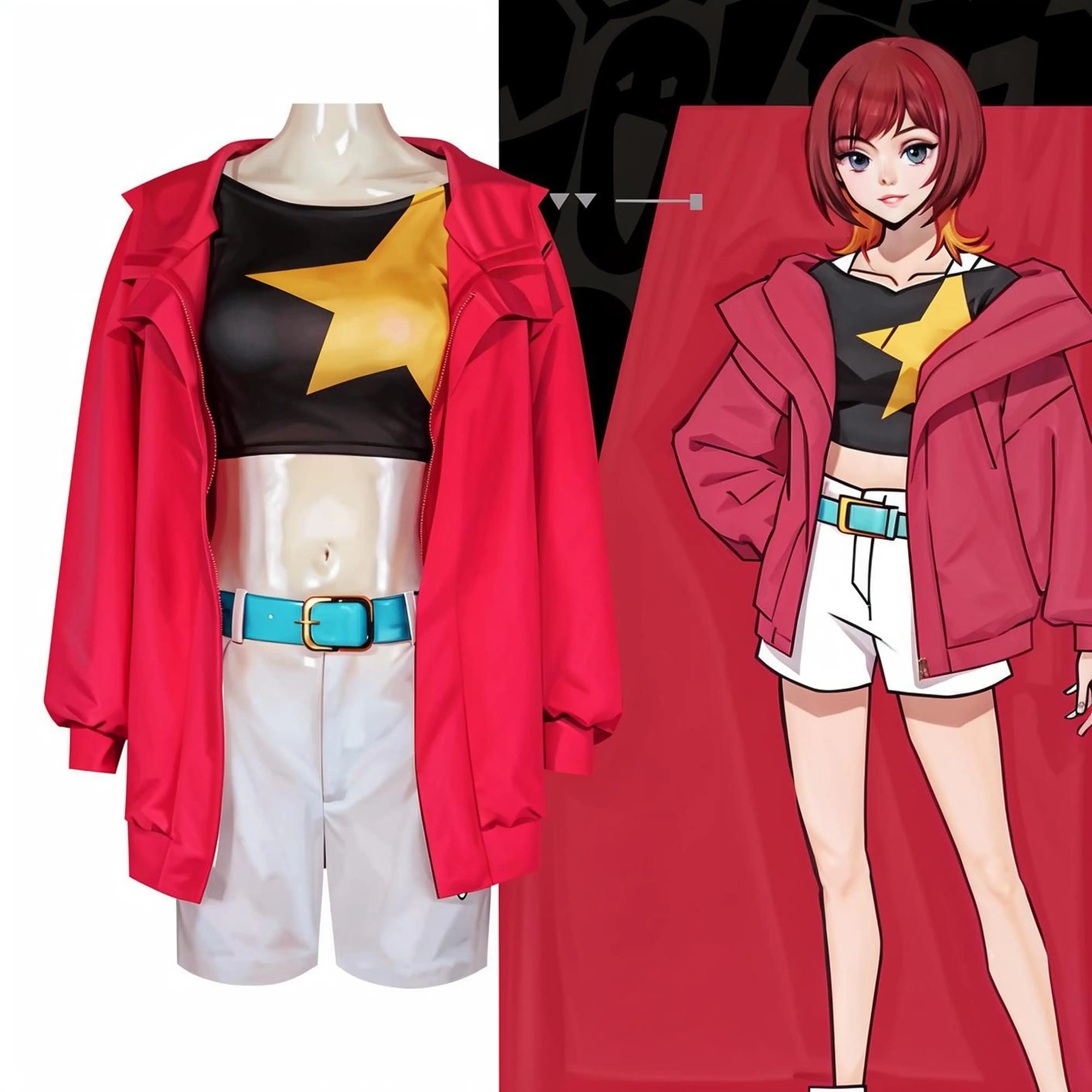 

Game Digimon: Rena Sakuya Cosplay Costume For Men Women Coat Pants Full Set Halloween Carnival Party Clothing