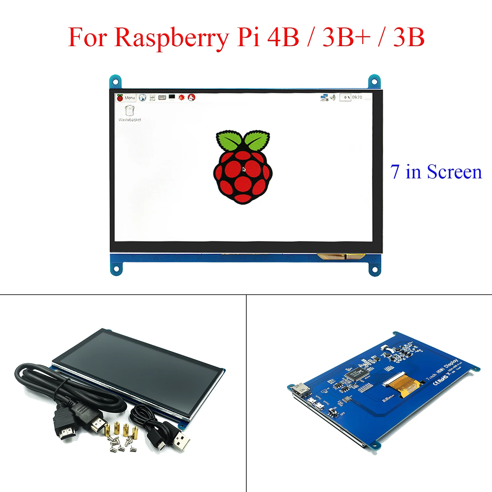

Сенсорный экран 7 дюймов с поддержкой HDMI, TFT IPS LCD, для Raspberry Pi 4 Model B / 3B+ / 3B