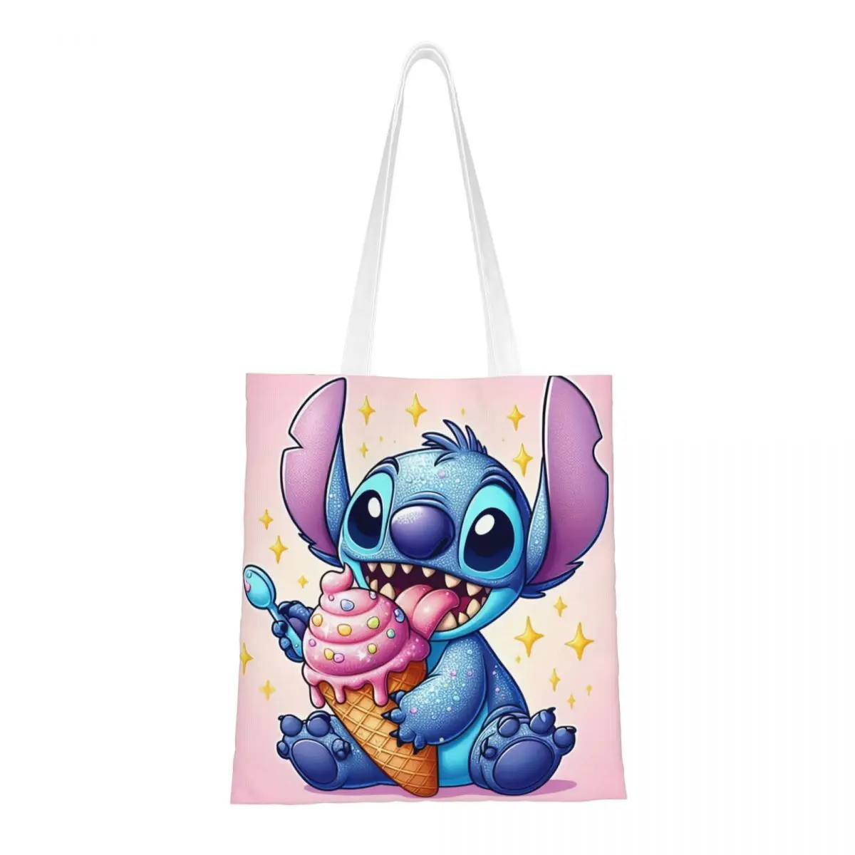 Custom Fashion Cartoon Anime Manga Stitch Shopping Tote Bag Recycling Groceries Canvas Shopper Shoulder Bag