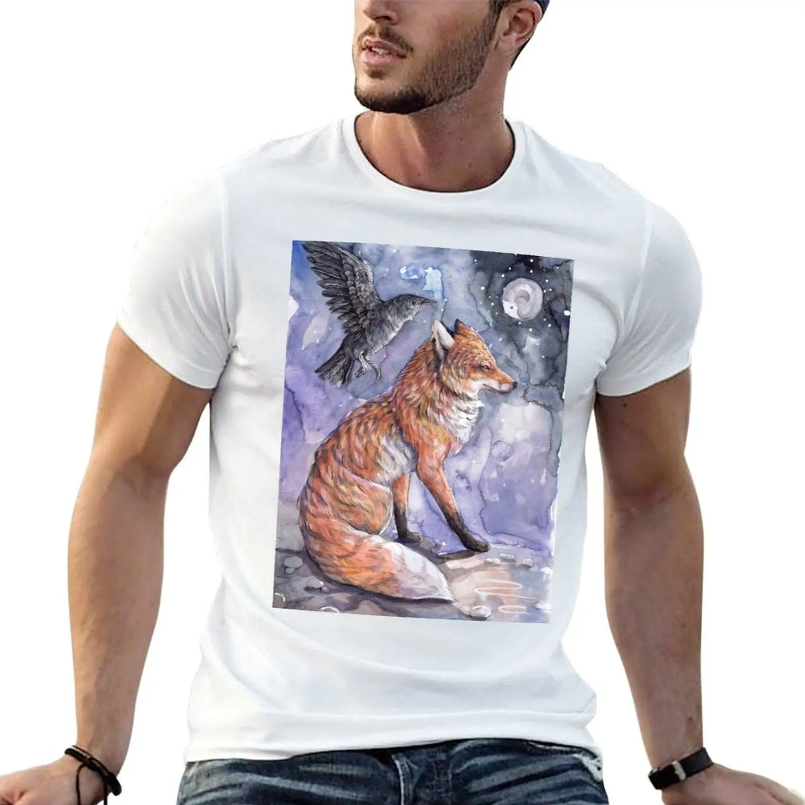 

Fox, Moon and Raven T-Shirt man t shirt luxury funny t shirts dark humor T-Shirt