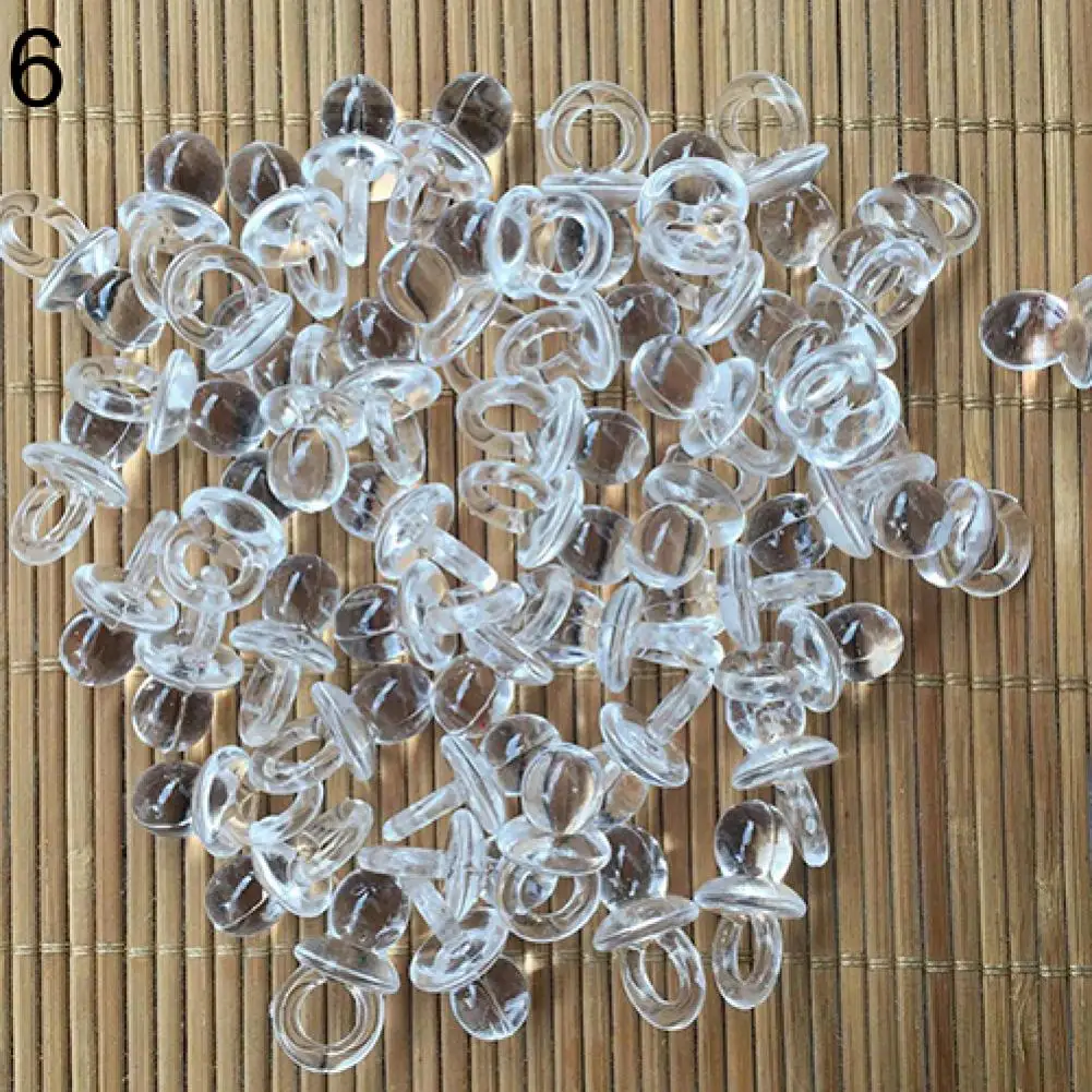 50Pcs Mini Acrylic Pacifiers Transparent Pacifiers Pendant Cake Decoration DIY Jewelry Baby Shower Birthday Party Decorations