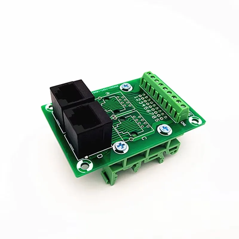 RJ45 8P8C Jack2-Way Buss Breakout Board,Terminal Block, Connector Install Simple Bracket .