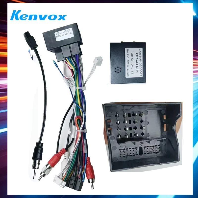 Kenvox ISO Harness Adapter CAN Bus Decoder 16 Pin Plug Connector  Car Android Head Unit Wiring Cable for audi A3 A4 TT