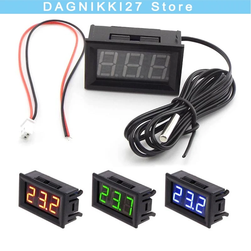 

Цифровой светодиодный термометр постоянного тока 12 В, температура -50 ~ 110 ° C Светодиодный индикатор автомобильного счетчика Зонд Датчик светодиодный v