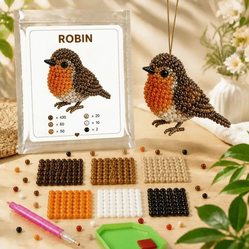 DIY Crafts Tiny Beads 3D Beaded Animal Kit Cute Design Creative Craft Paste Beads Kit Animal Shape Animal Pendant Set Home Decor