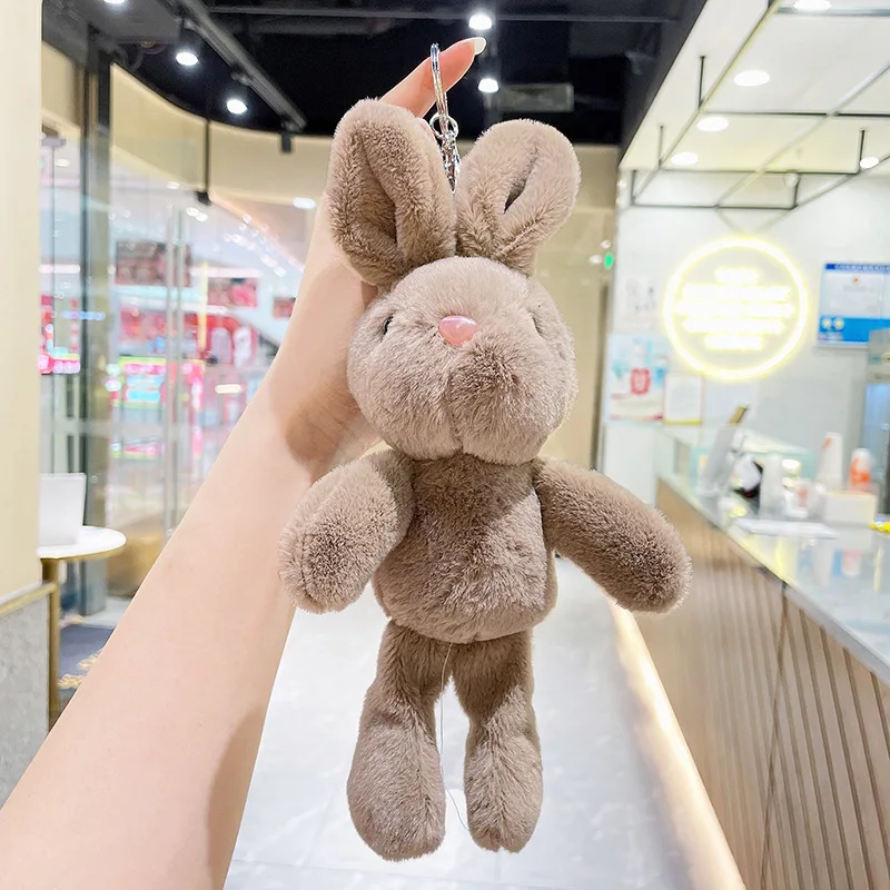 LLavero de peluche de conejo suave para niños y niñas, colgante de dibujos animados Kawaii, juguetes de peluche, bolsa de regalo con dijes, nuevo