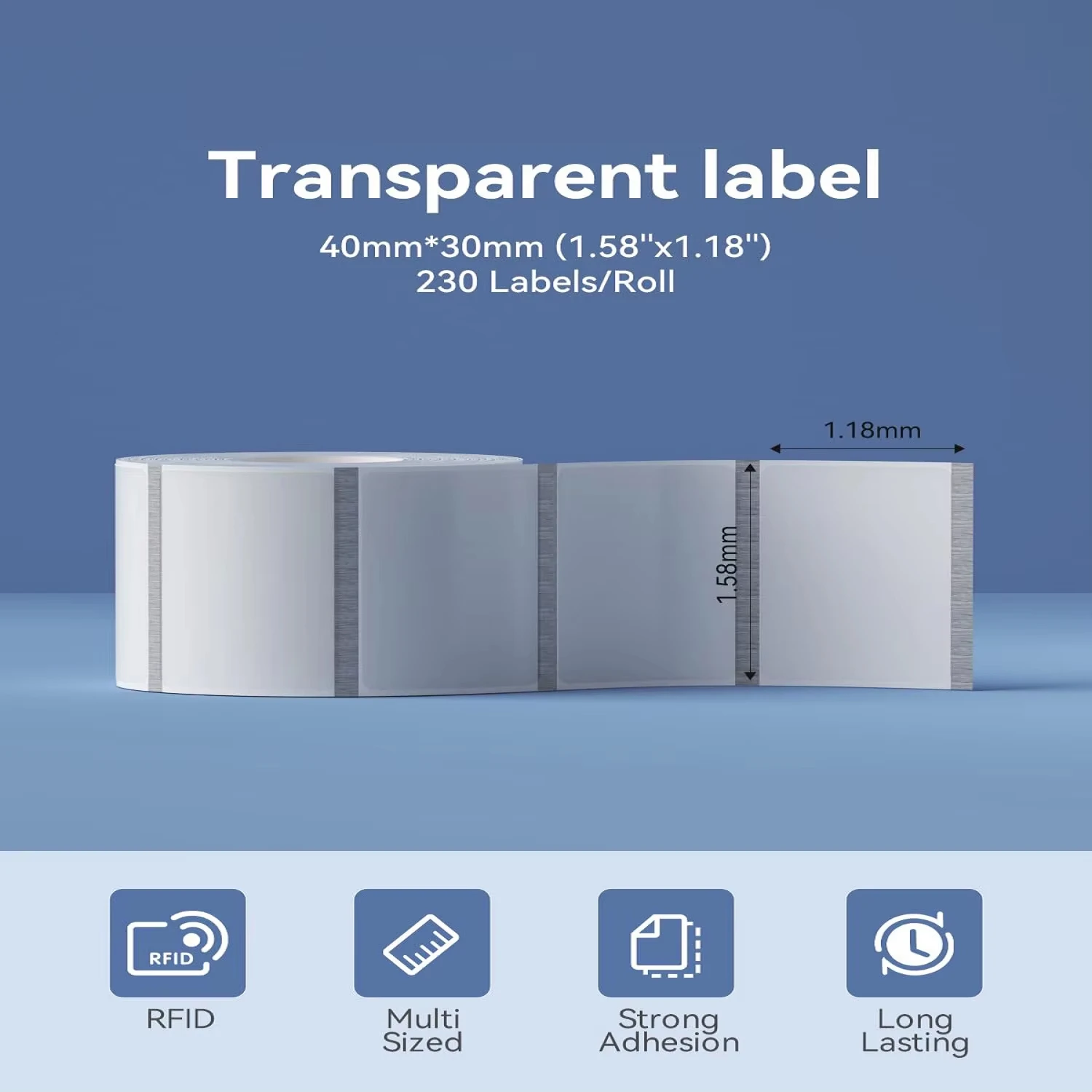 Transparent Clear Thermal Labels Multisize High Adhesive Waterproof Sticker Paper for Product Packaging, Shipping Logistics