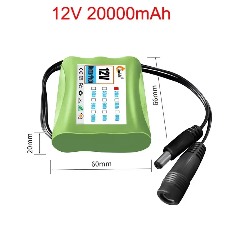 12 V 20000 mAh 18650 Lithium Oplaadbare Batterij 3S1P voor Luidspreker zaklamp CCTV Camera GPS Draagbare zoeklicht apparatuur - afbeelding 1