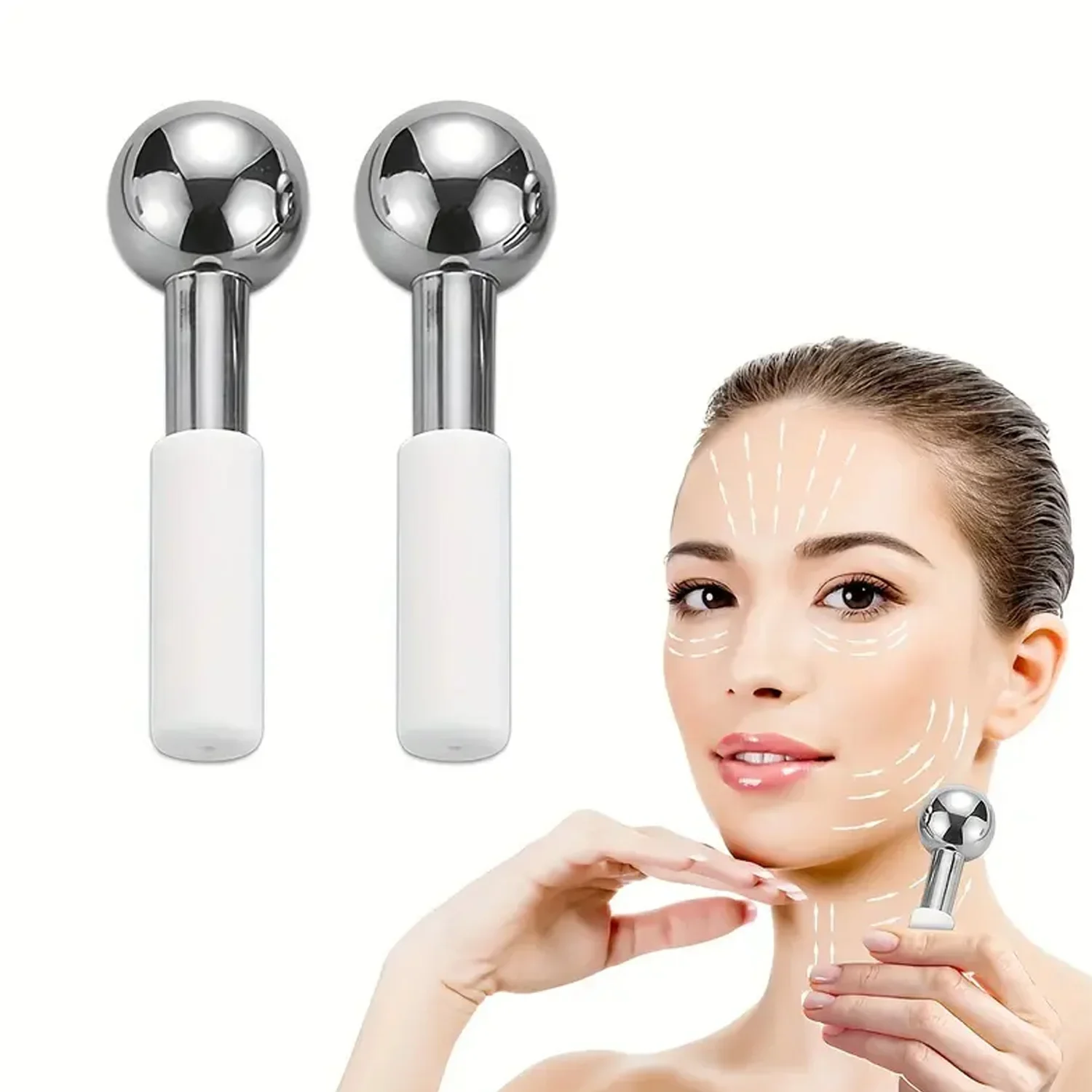 1pc globi di ghiaccio per il viso bellezza energia sfera di cristallo rullo facciale in acciaio inossidabile cura della pelle bellezza spa raffreddamento globo palline da massaggio
