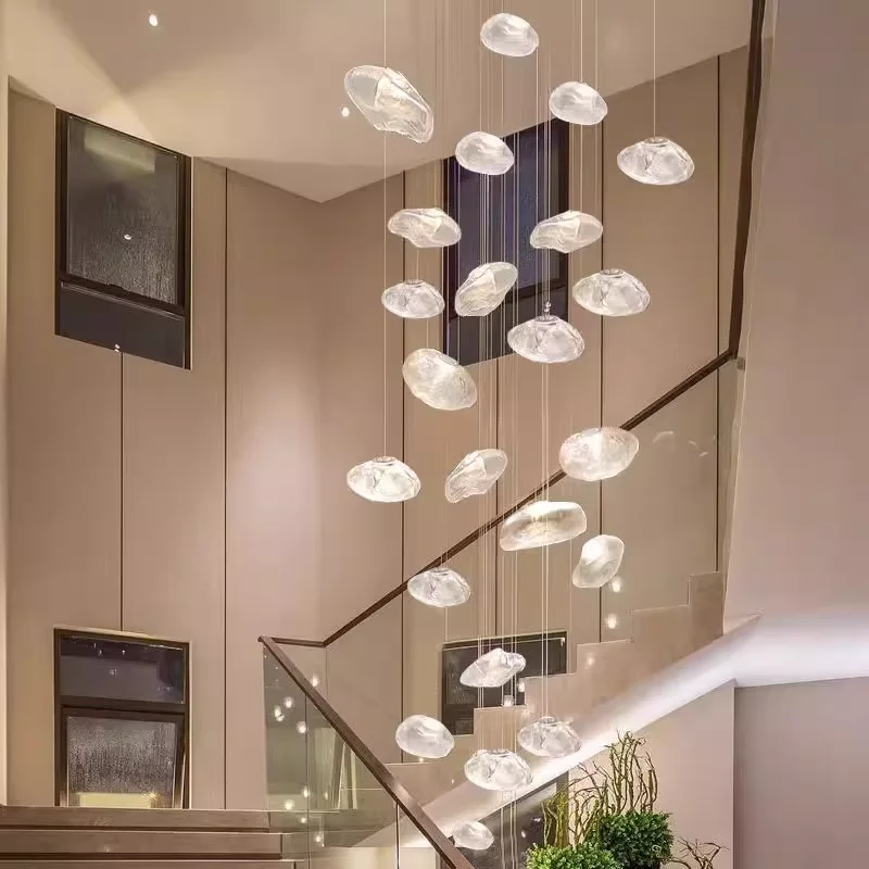 غطاء زجاجي شفاف إيطالي LED معلق للإضاءة الداخلية لغرفة المعيشة والدرج