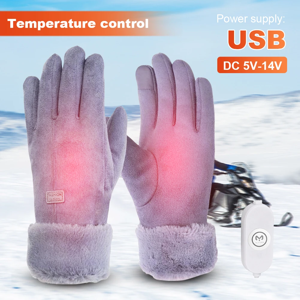 

USB Heated Gloves 3 Gear Adjustment Windproof Winter Thermal Cycling Gloves 10000mAh Touch Screen Motorbike Racing Riding Gloves
