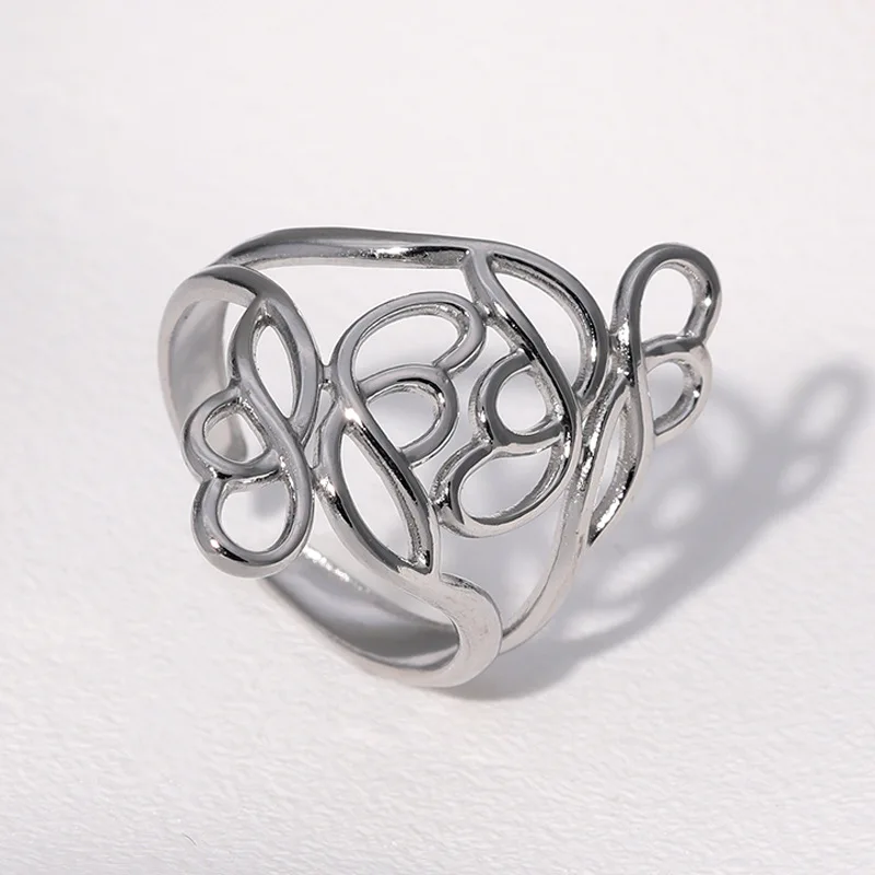 Geometric Line Open Ring Woman Elegant Sophisticated Stainless Steel Jewelry Accessories Colorfast Open Adjustable Rings Gift