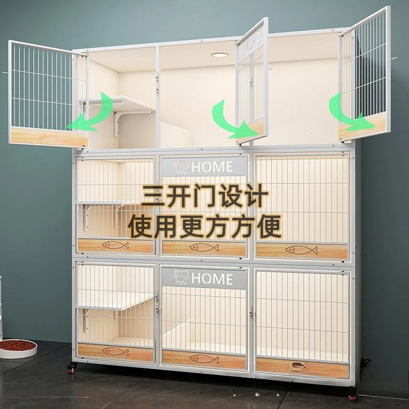 Three-door breeding cat cage Two-layer, three-layer multi-layer cat villa Large spacecabinet Solid wood  cage Foster