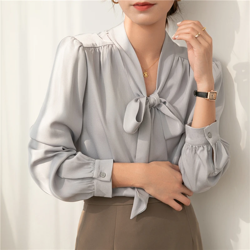 Autumn French Stain White Women's Bow Blouse 2023 New Buttons Long Sleeve Korean Casual Office Ladies Shirts Tops Female