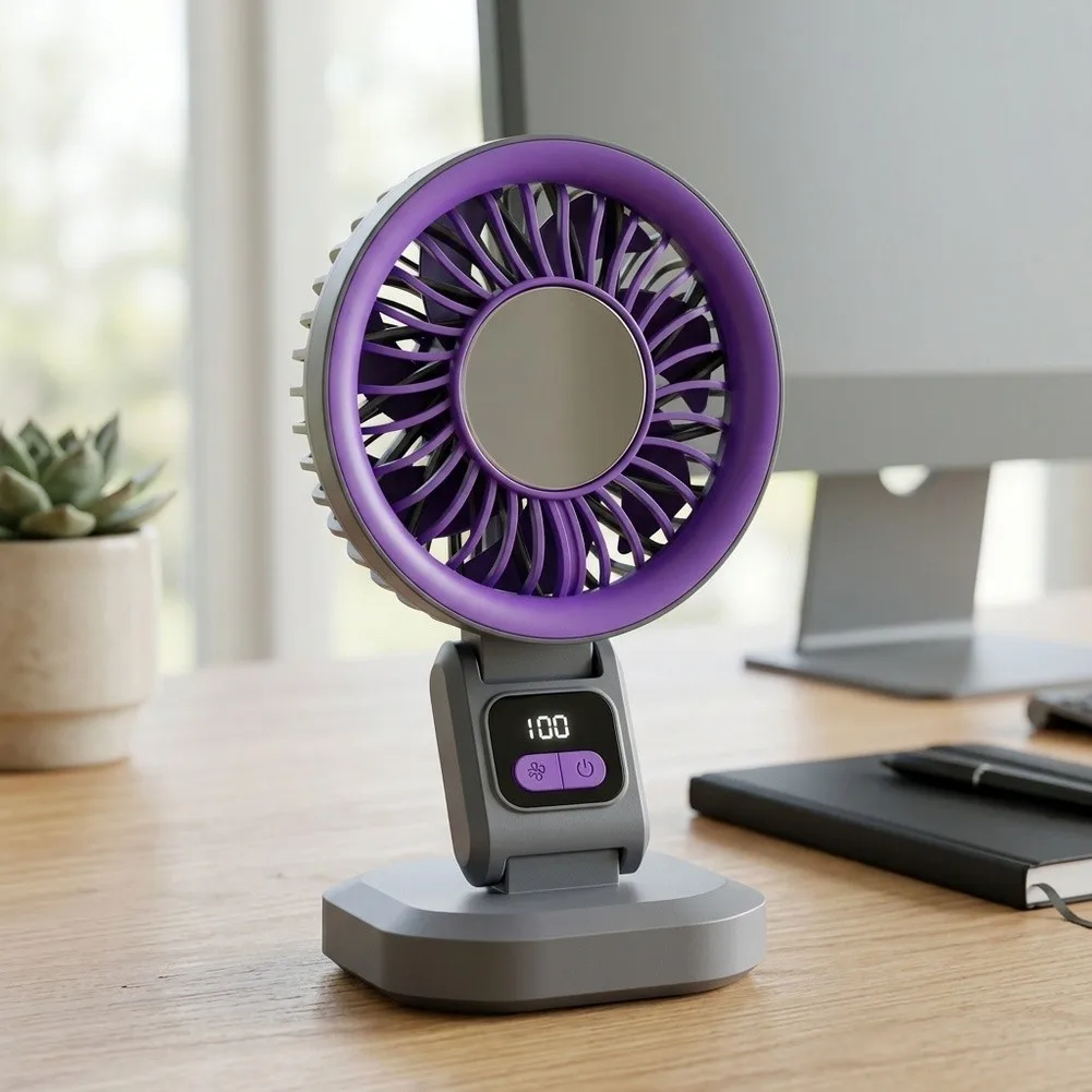 Adjustable Portable Cooling Fan with 100 Levels Rechargeable Battery and Quiet Motor for Home Office For Travel and Car