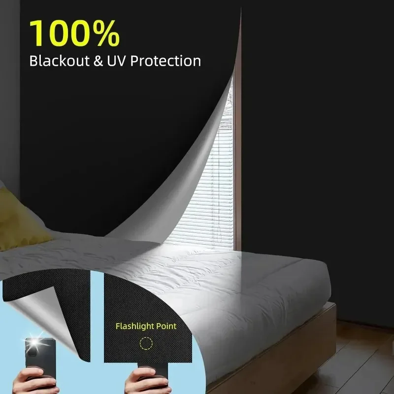 Convenient No Drilling 99% Blackout Bedroom Bay Windows Modrn Short Curtains for Living Room Blinds Easy Install Door Kitchen