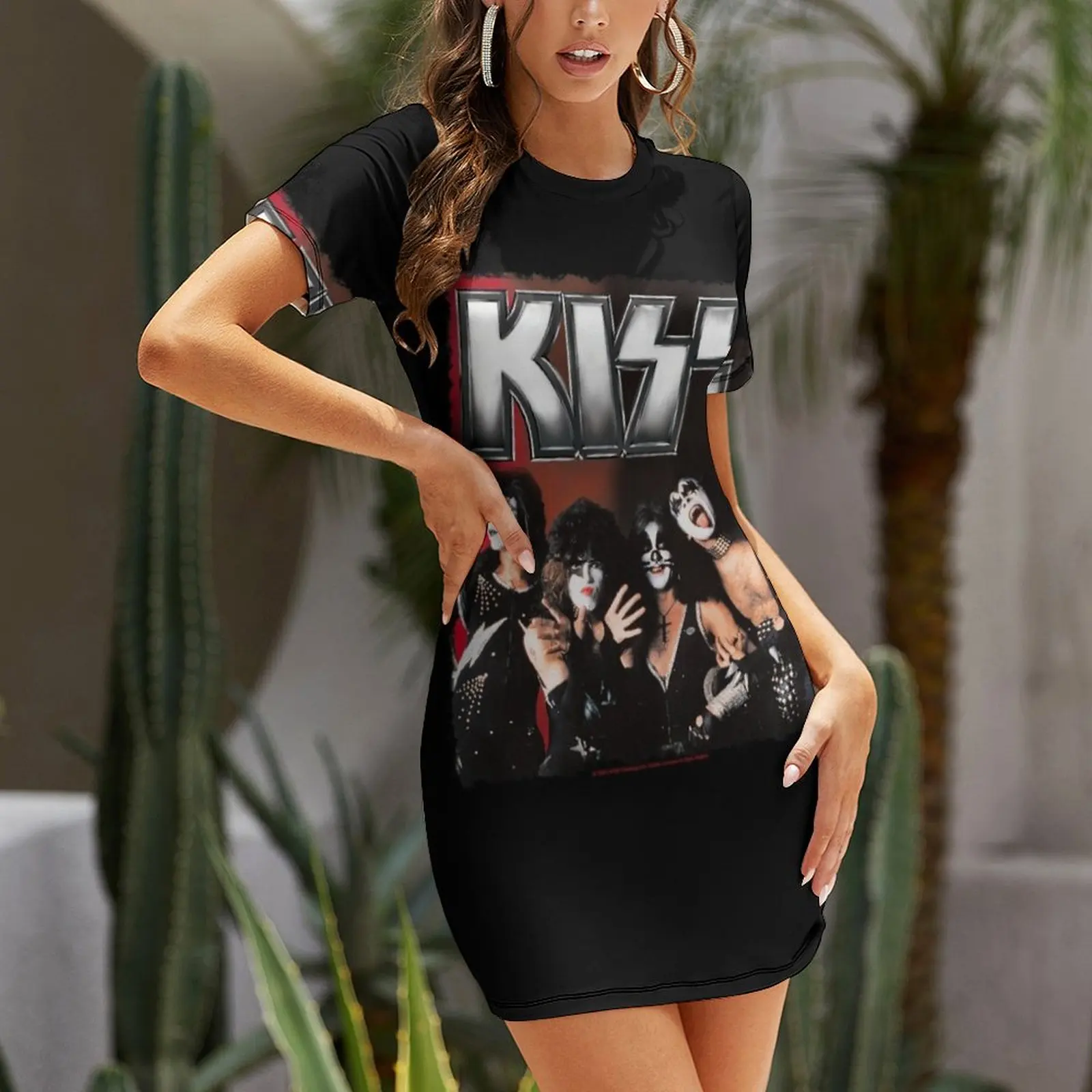 Kiss band original line up Short Sleeved Dress prom dress Dance dresses Casual dresses