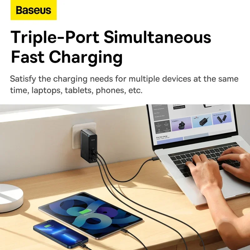 Baseus GaN5 Pro Fast Charger 2C+U 140W US Black With Superior Series Fast Charging Data Cable Type-C to Type-C