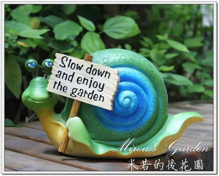 

American Country House Garden Decoration Home Garden Ornament Resin Handicraft Snail Welcome Card