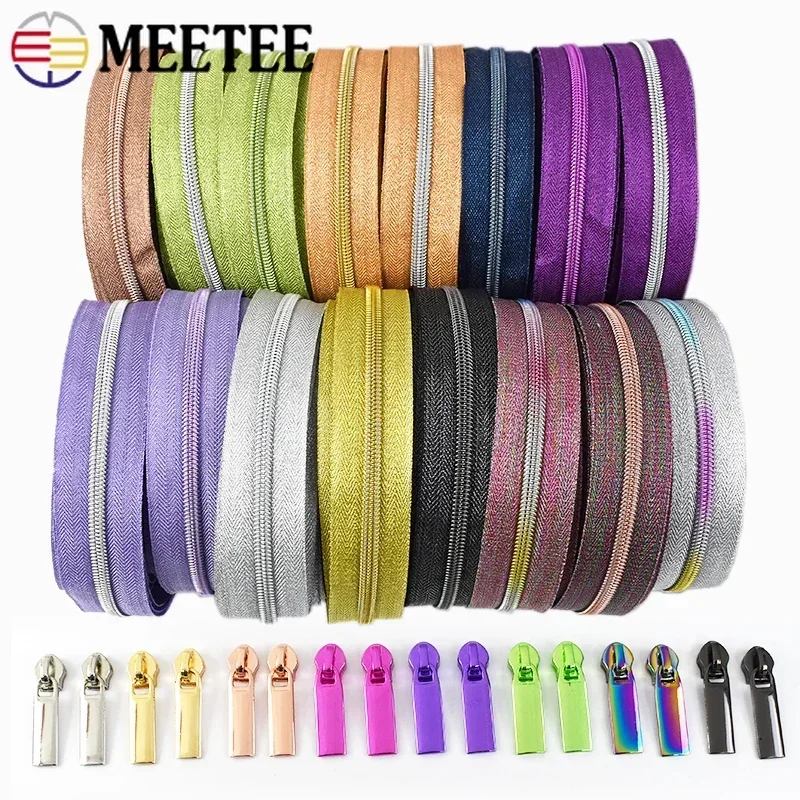 1/2/3/5/10M 5# Nylon Zipper Tape With Sliders Plastic Coil Zips for Sewing Bag Clothes Decor Zippers Repair Kit DIY Accessories