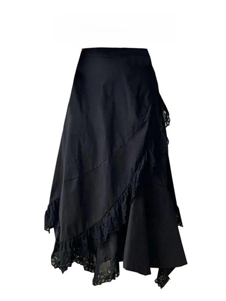 

Bla Asymmetrical Lace High Waist Midi Skirt Women's Early Spring 2025 New High-End Slimming Skirt Korean Sle A-Line