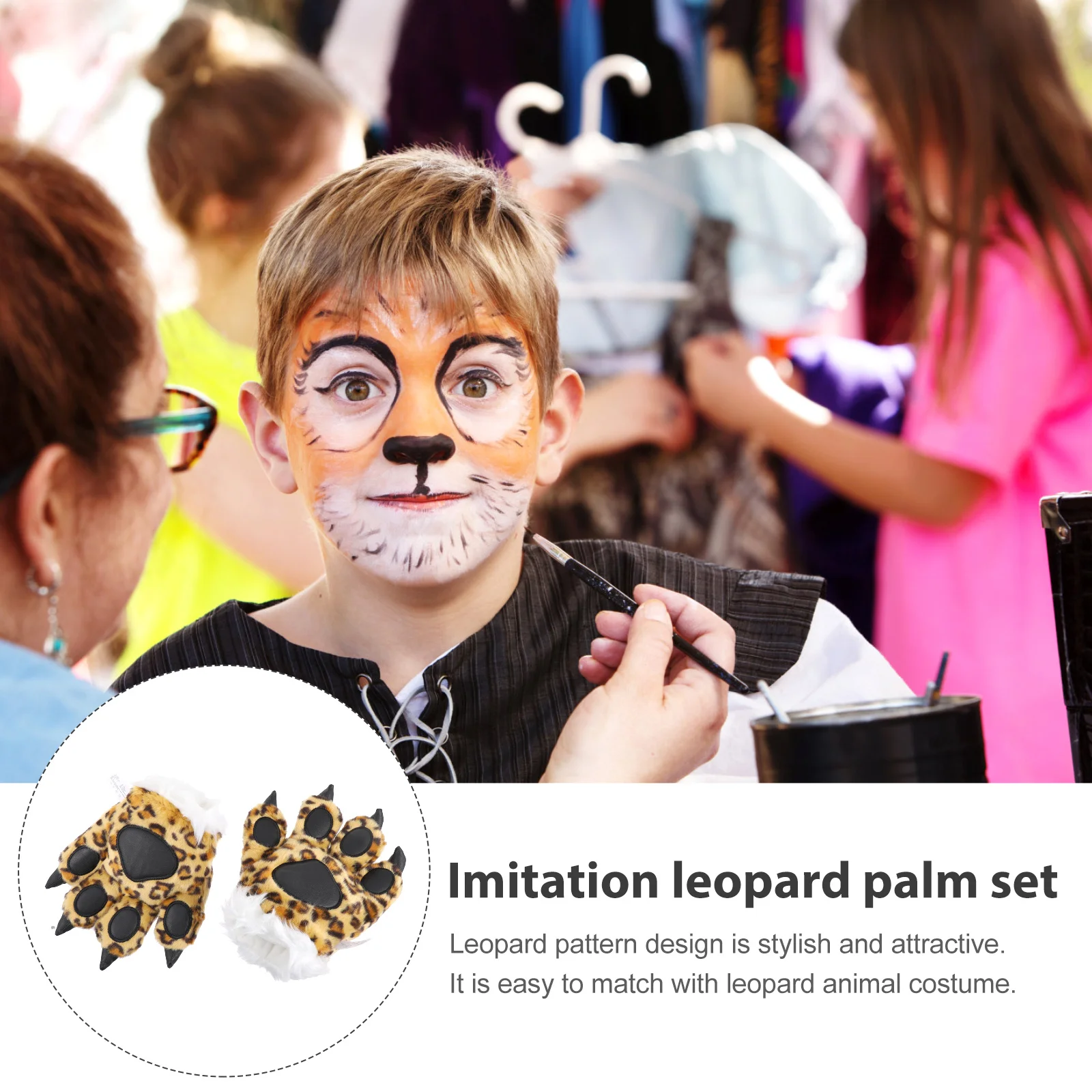 

1Pair Furry Leopard Paw Gloves Animal Claw Winter Cosplay Halloween Party Costume Accessory Warm Stylish Props