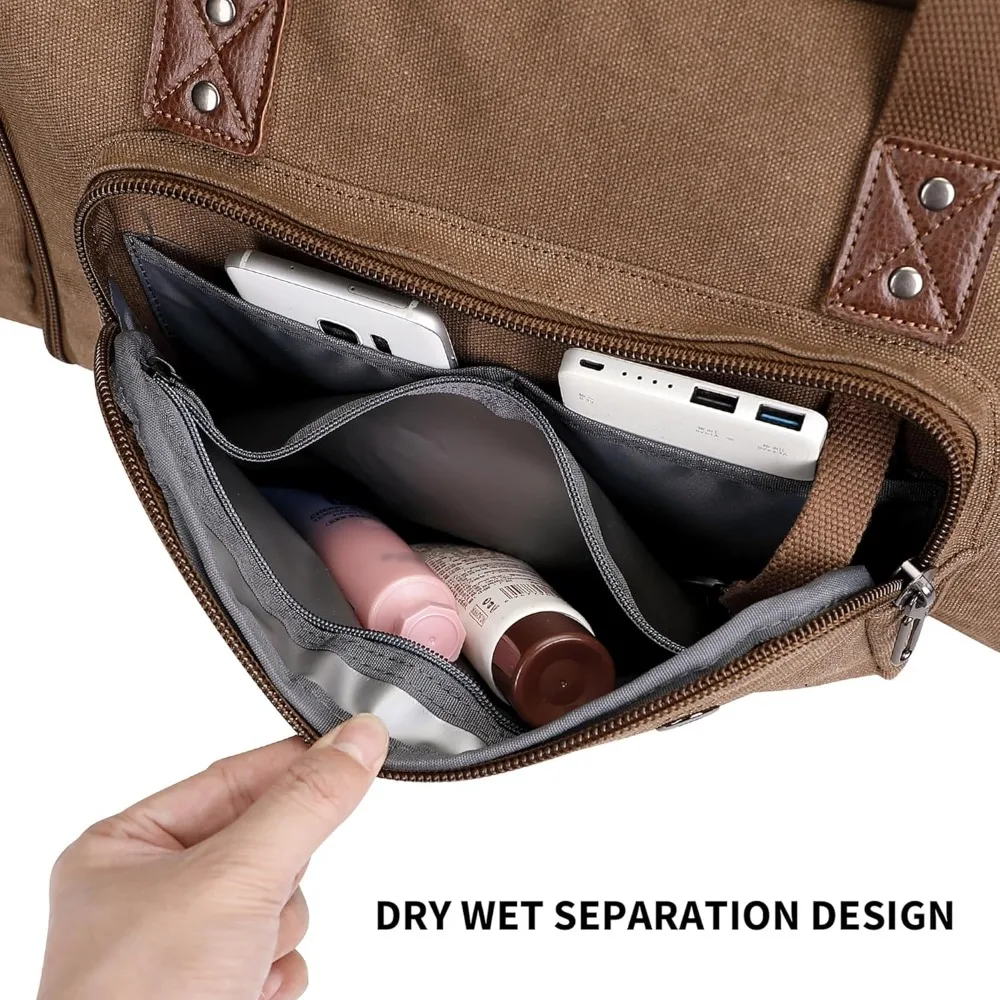 حقيبة سفر قماشية قابلة للتوسيع لعطلة نهاية الأسبوع للرجال - حقيبة حمل واق من المطر مثالية للرحلات الليلية والسفر