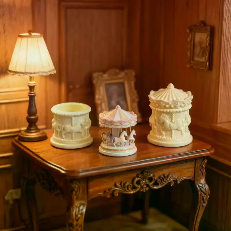 Carrousel Miniature pour maison de poupée, 1 pièce, Mini boîte de rangement, modèle d'accessoires pour maison de poupée, mallette de rangement pour café, jouet de décoration pour la maison